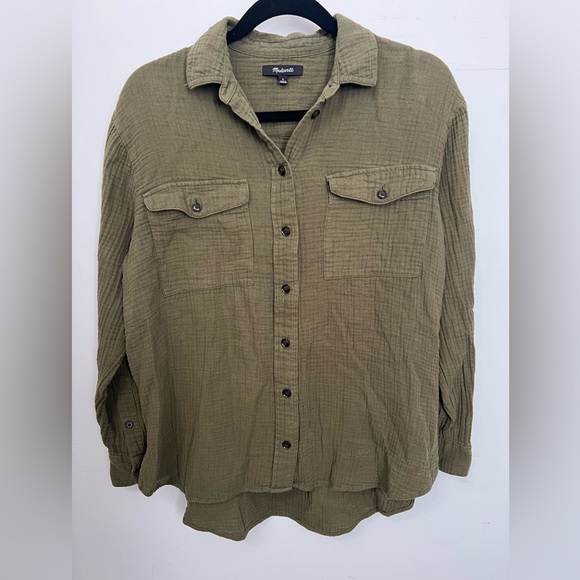 Madewell Tops - Madewell 100% Cotton Oversized Casual Olive Shirt Jacket